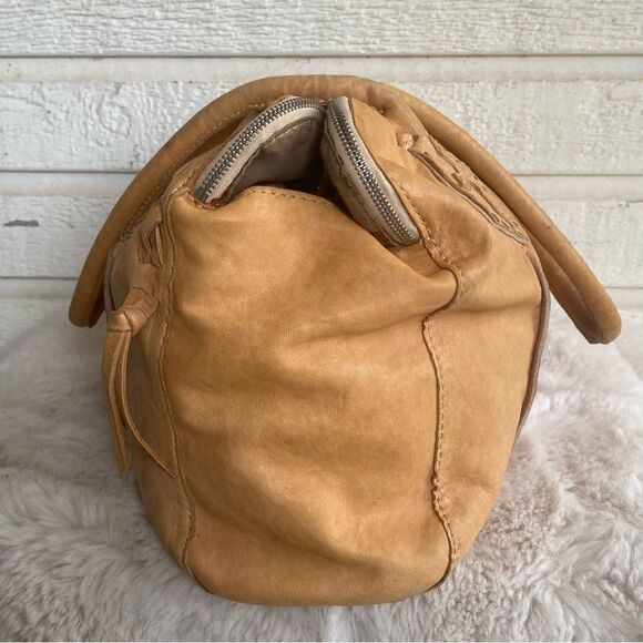 LUCKY BRAND Tan Y2K Chrome Cross Leather Hobo Bag with Embroidered Details - Picture 6 of 12